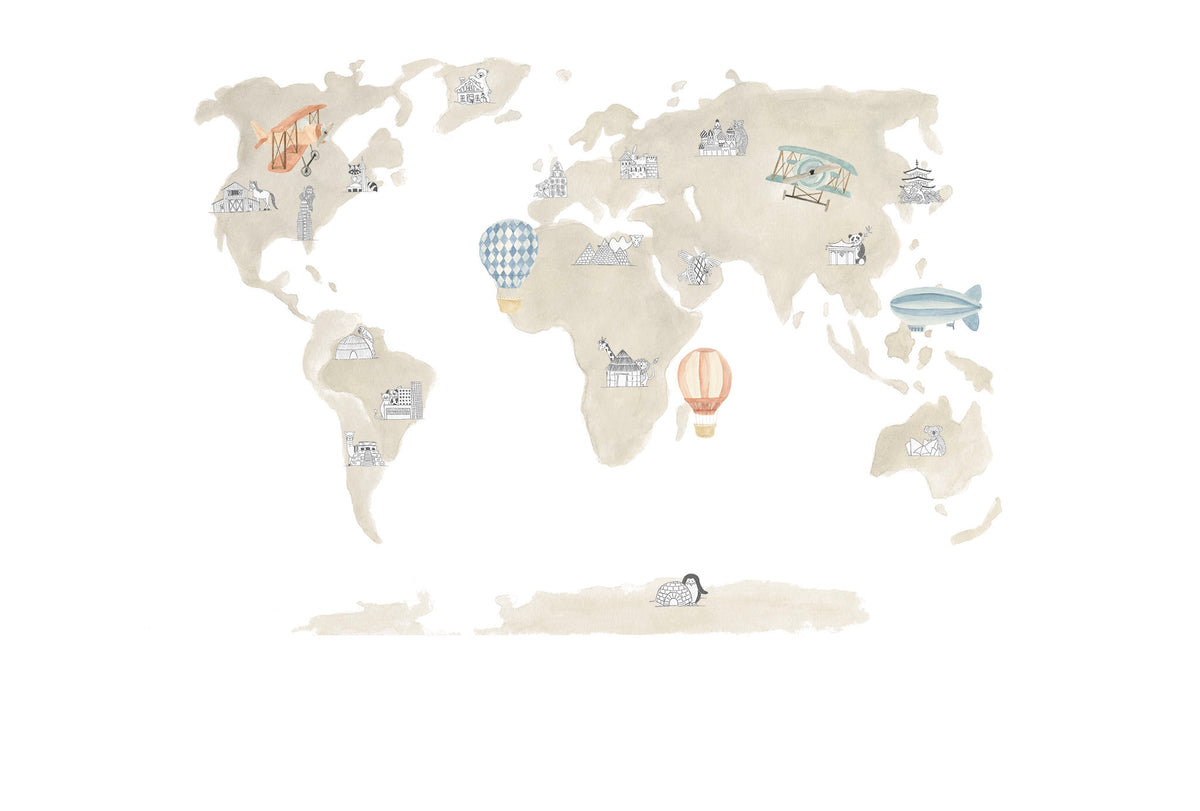 Mural de Parede Mapa – cor branco – 400x270 cm