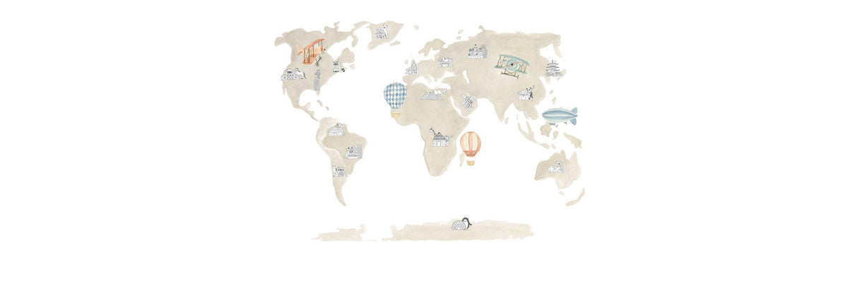 Mural de Parede Mapa – cor branco – 500x170 cm