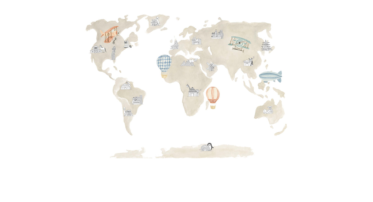 Mural de Parede Mapa – cor branco – 500x270 cm