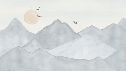 Mountains Mural – blue – 300x170 cm
