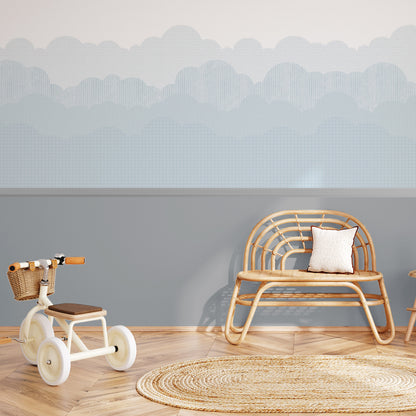 Clouds Mural – blue – half wall