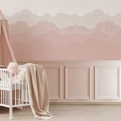 Clouds Mural – pink – half wall