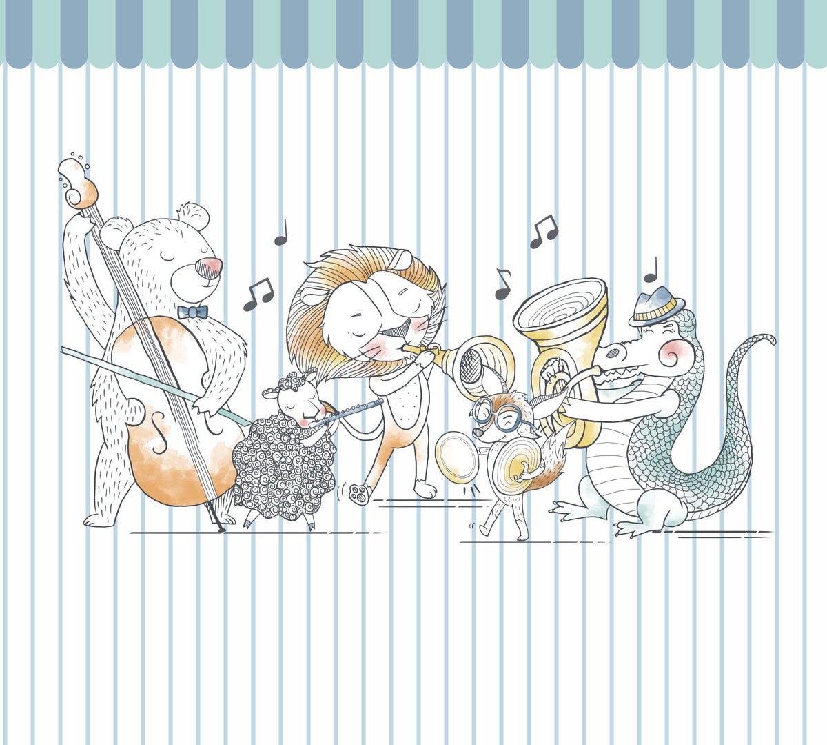 Animal Orchestra Mural – colorful – 300x270 cm