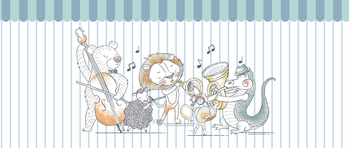 Animal Orchestra Mural – colorful – 400x170 cm