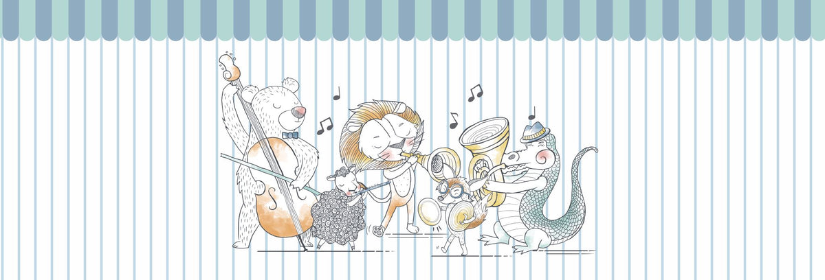 Animal Orchestra Mural – colorful – 500x170 cm