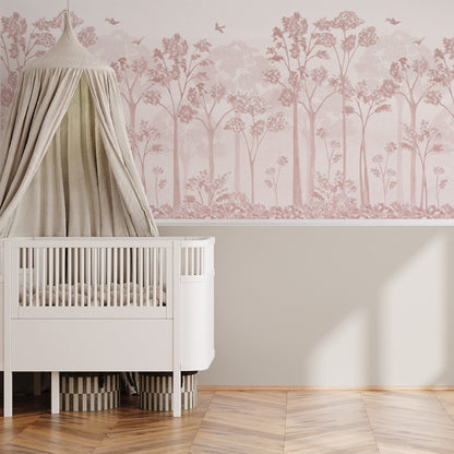 Landscape Mural – pink – half wall