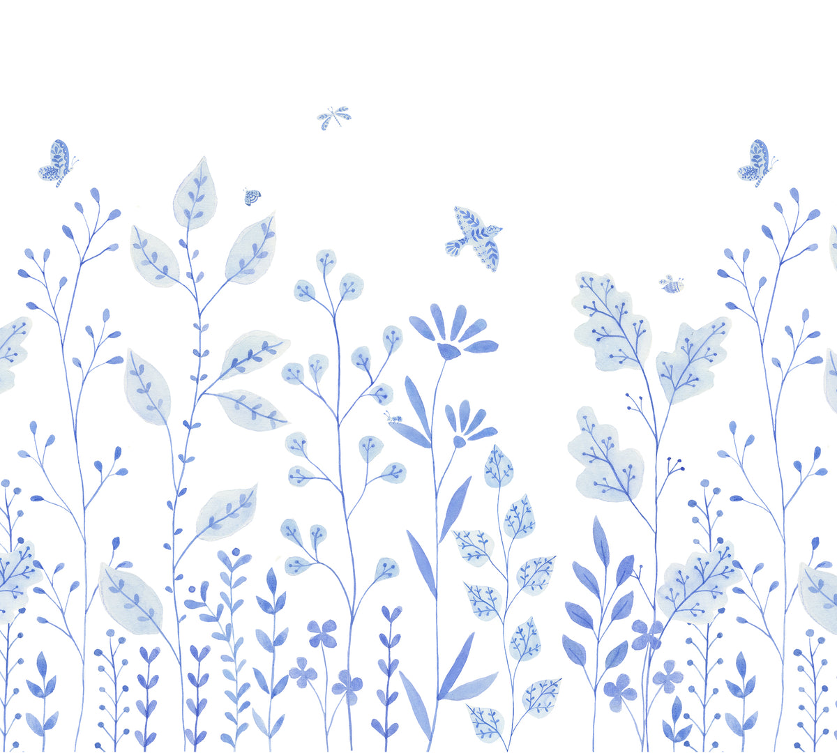 Porcelain Garden Mural – blue – 300x270 cm