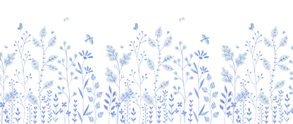 Porcelain Garden Mural – blue – 400x170 cm