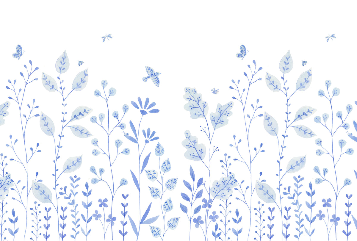 Porcelain Garden Mural – blue – 400x270 cm