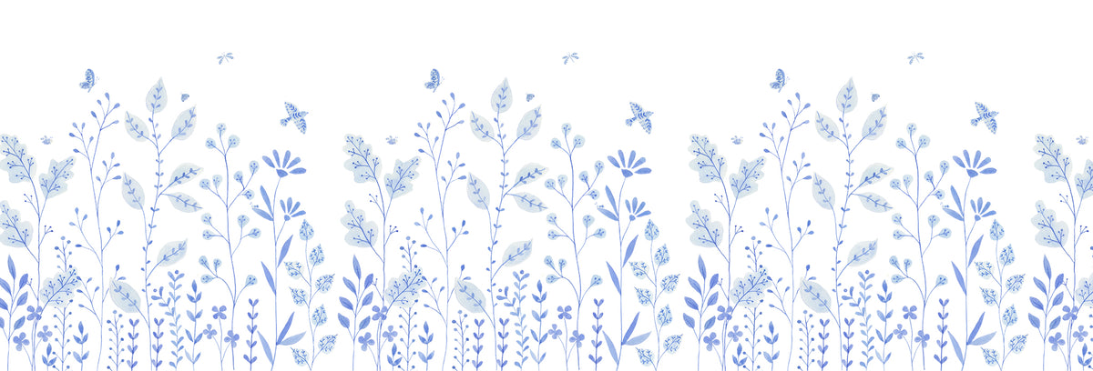 Porcelain Garden Mural – blue – 500x170 cm