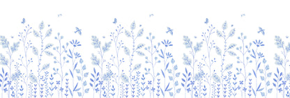 Porcelain Garden Mural – blue – 500x170 cm