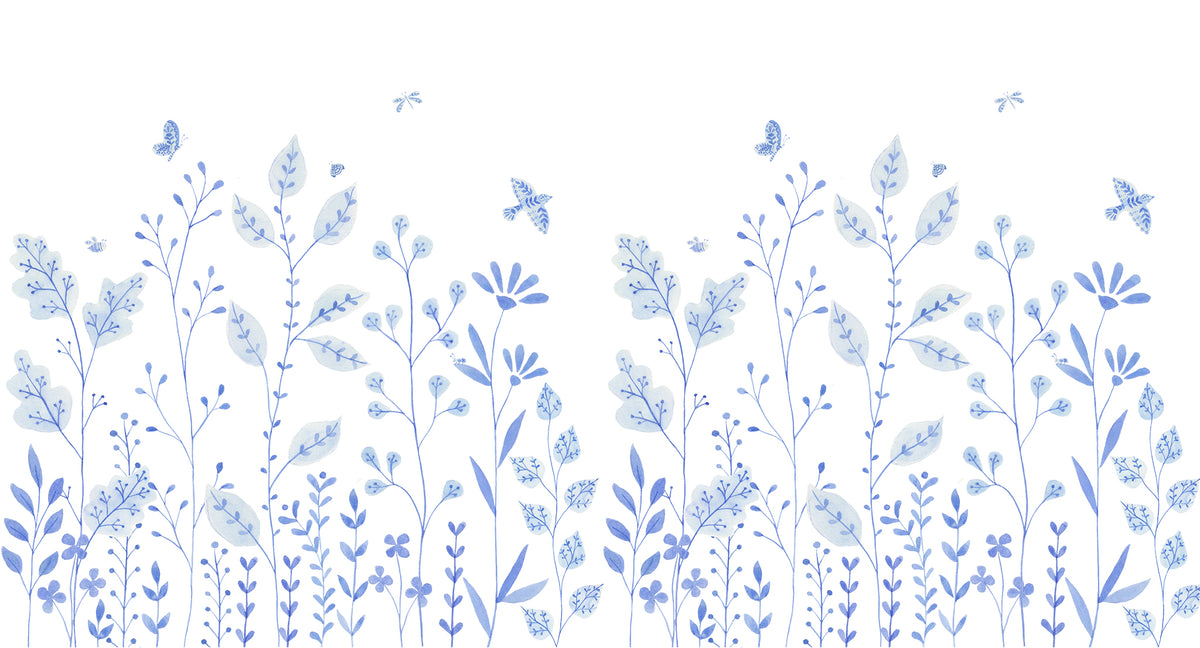 Porcelain Garden Mural – blue – 500x270 cm