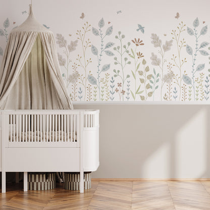 Porcelain Garden Mural – colorful – half wall