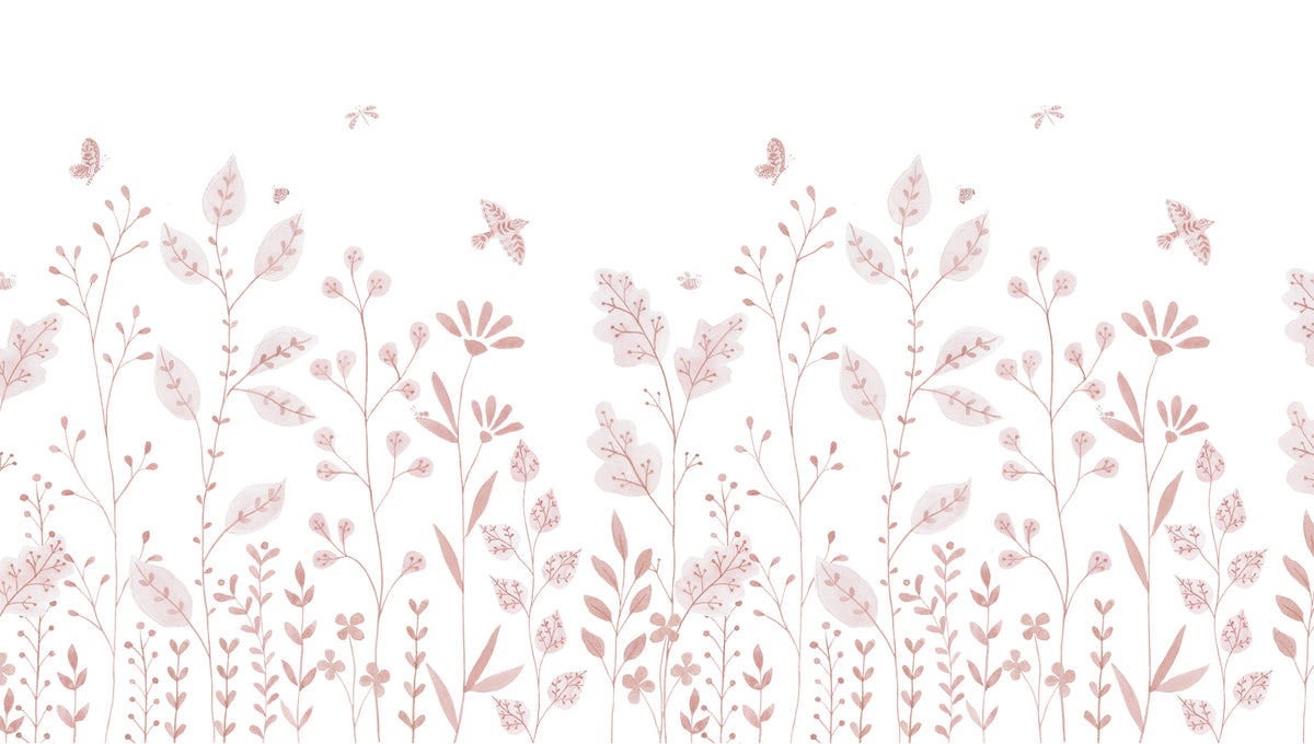 Porcelain Garden Mural – pink – 300x170 cm