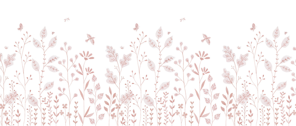 Porcelain Garden Mural – pink – 400x170 cm