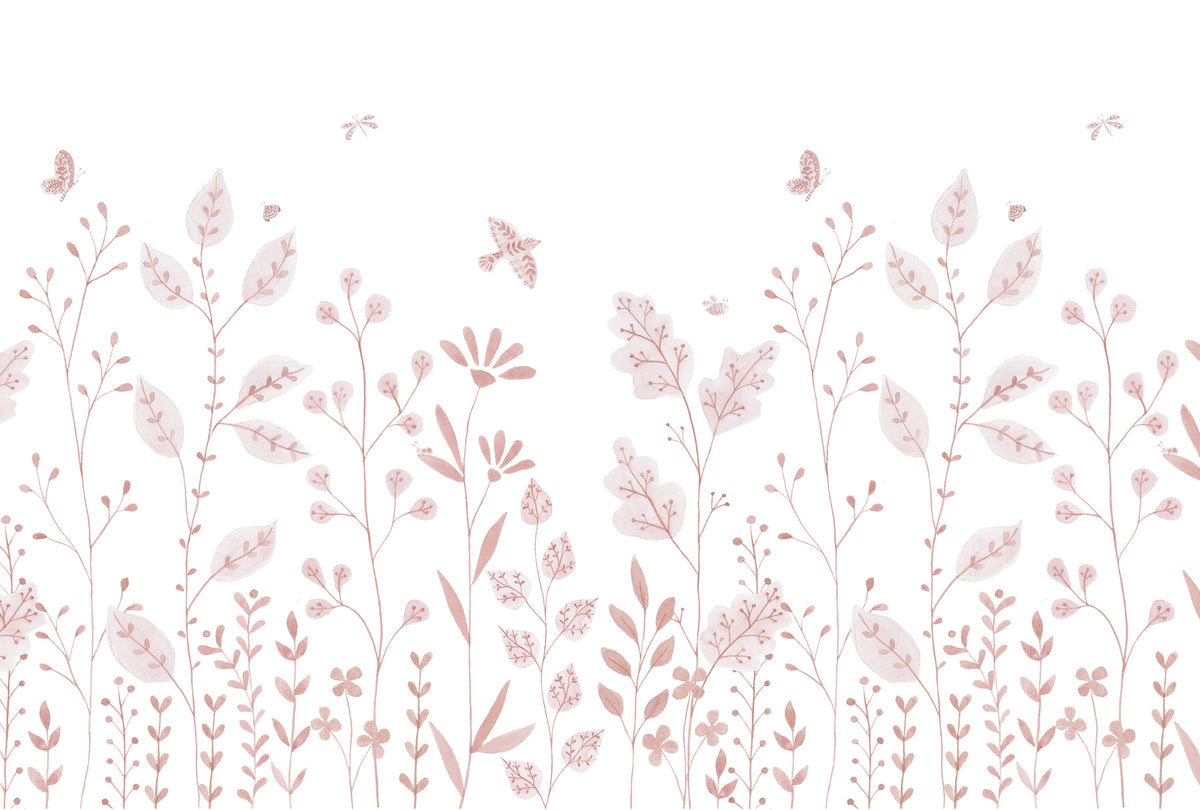 Porcelain Garden Mural – pink – 400x270 cm