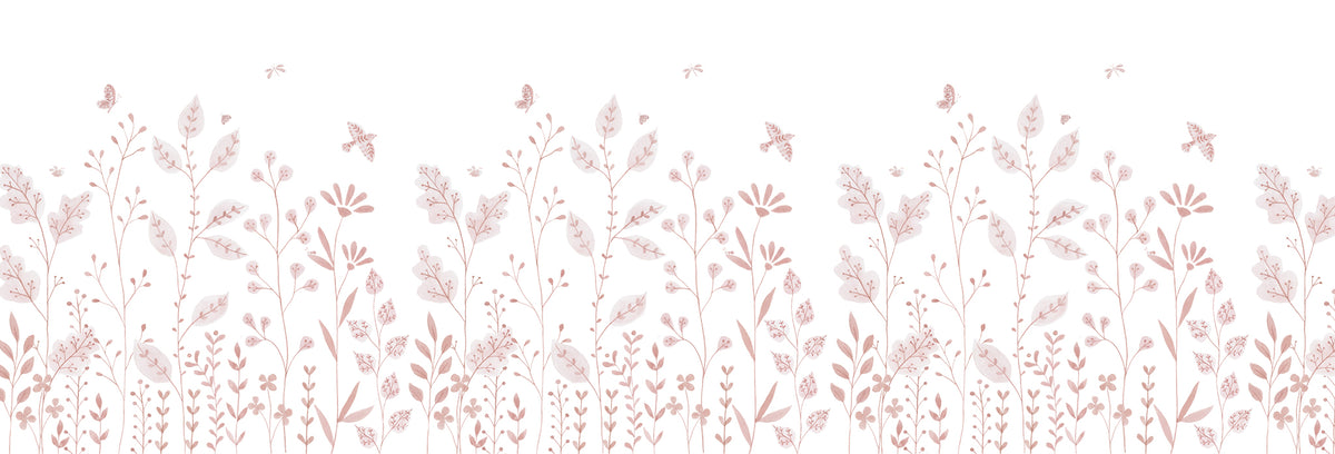 Porcelain Garden Mural – pink – 500x170 cm