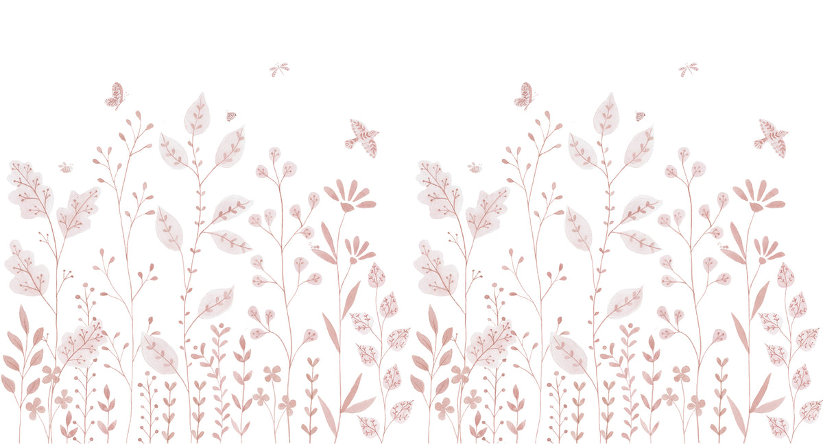 Porcelain Garden Mural – pink – 500x270 cm