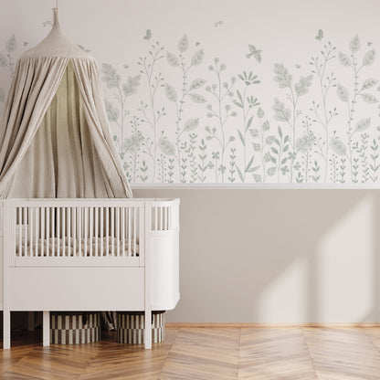 Porcelain Garden Mural – green – half wall