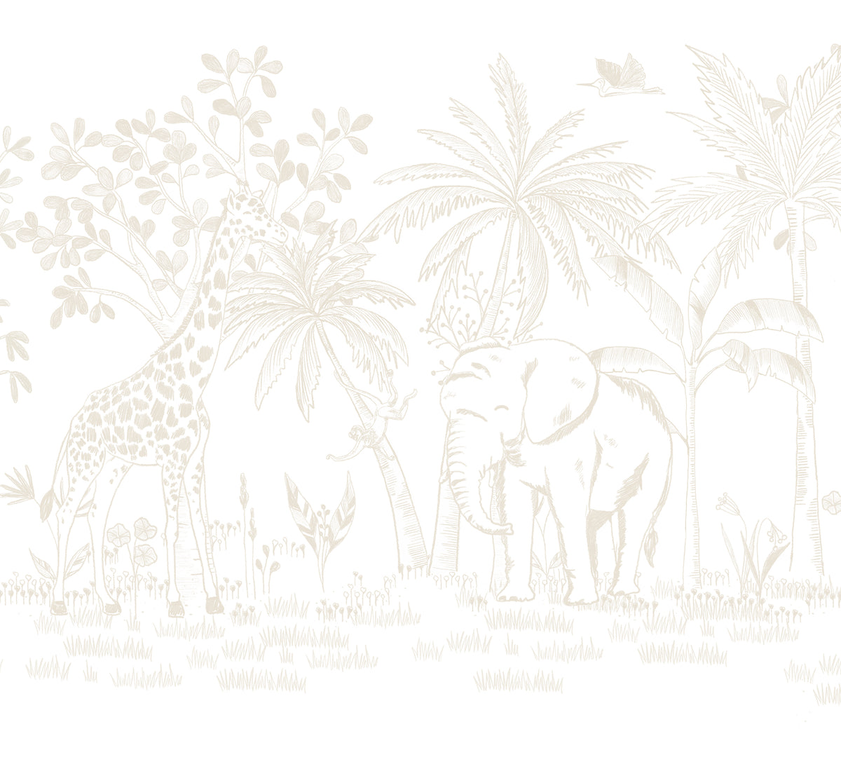 Chalk Savannah Mural – beige – 300x270 cm