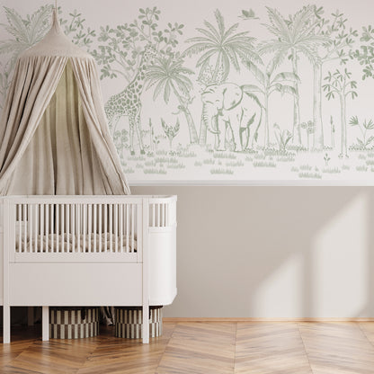 Chalk Savannah Mural – green – half wall