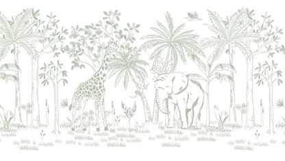 Chalk Savannah Mural – green – 300x170 cm