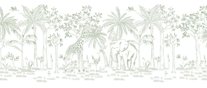 Chalk Savannah Mural – green – 400x170 cm