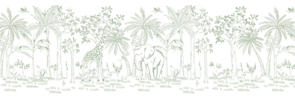 Chalk Savannah Mural – green – 500x170 cm