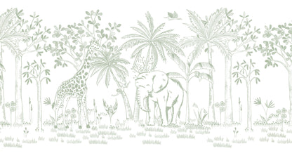 Chalk Savannah Mural – green – 500x270 cm