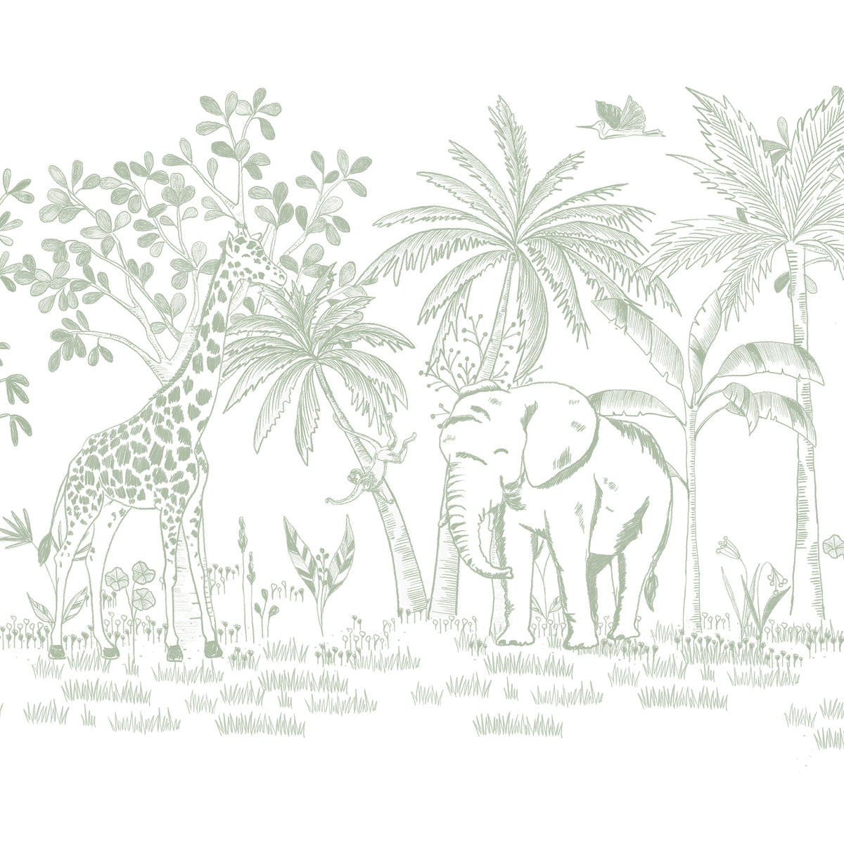 Chalk Savannah Mural – green