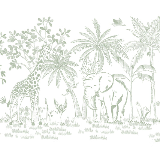 Chalk Savannah Mural – green