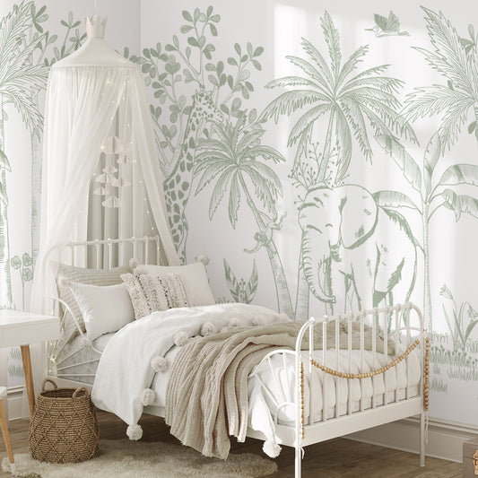 Chalk Savannah Mural – green