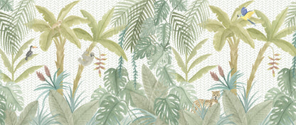 Tropical Jungle Animals Mural – colorful – 400x170 cm