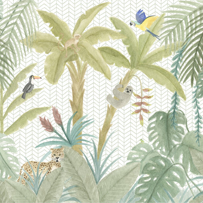 Tropical Jungle Animals Mural