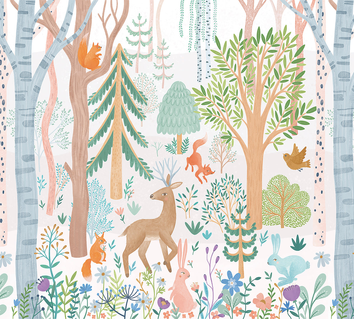 Sheepy Forest Mural – colorful – 300x270 cm