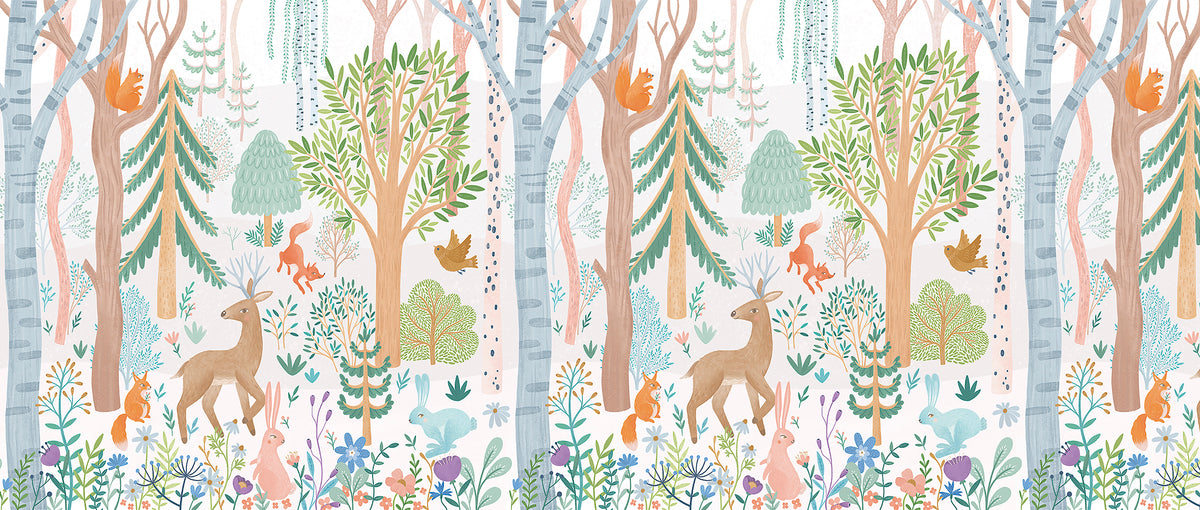 Sheepy Forest Mural – colorful – 400x170 cm