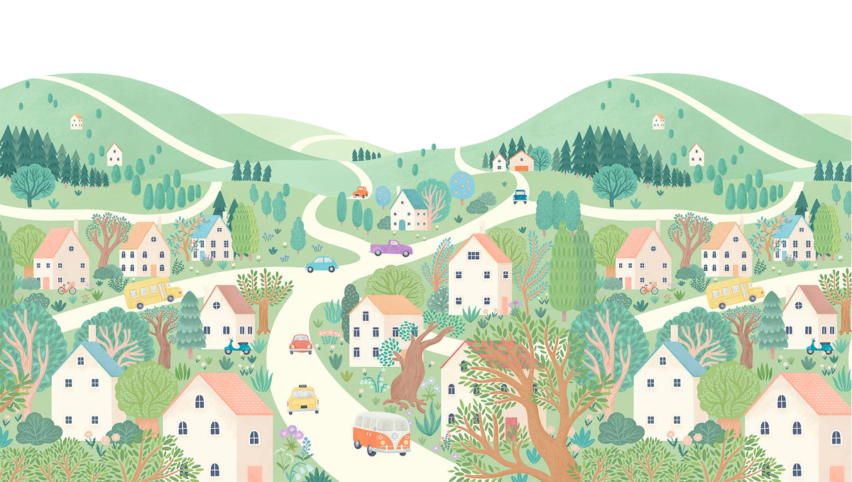 Sheepy Village Mural – colorful – 300x170 cm
