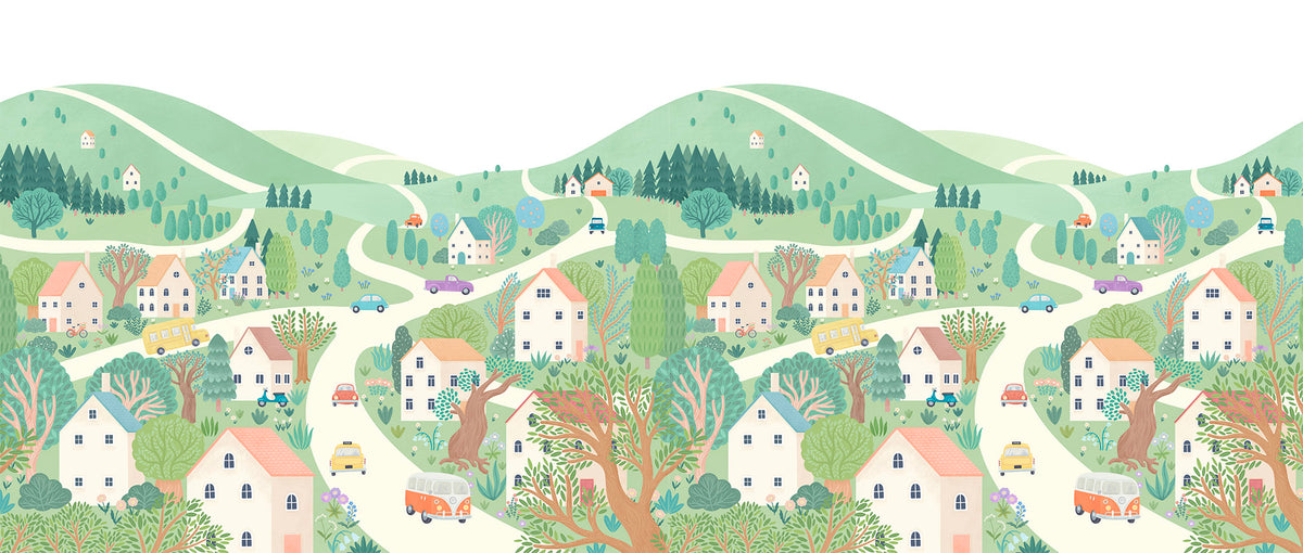 Sheepy Village Mural – colorful – 400x170 cm