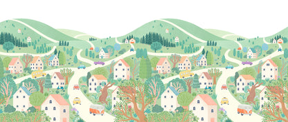 Sheepy Village Mural – colorful – 400x170 cm