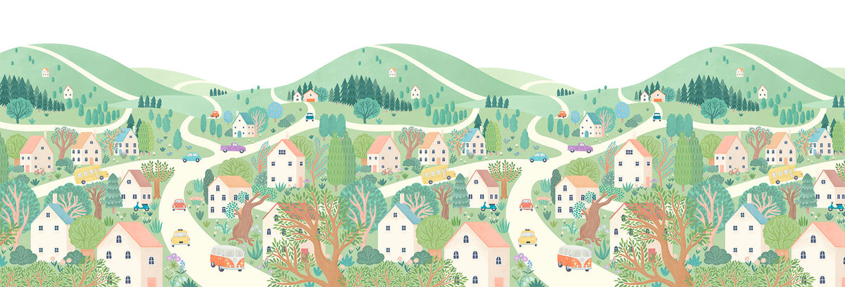 Sheepy Village Mural – colorful – 500x170 cm