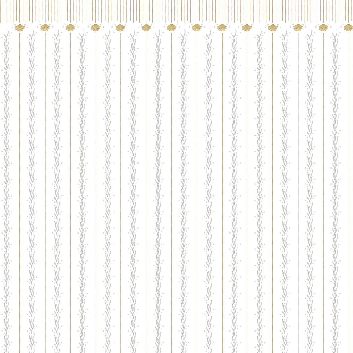 Seaweed Ceiling Border Wallpaper – gray and mustard