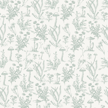 Papel de parede Arteo Cogumelos – cor verde