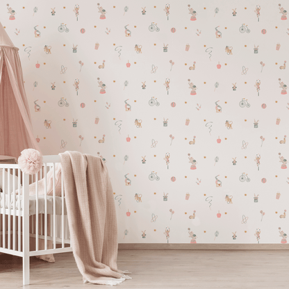 Playful Circus Wallpaper – pink