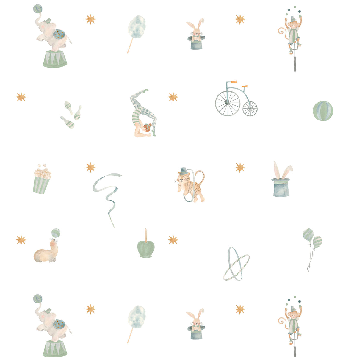 Playful Circus Wallpaper – green
