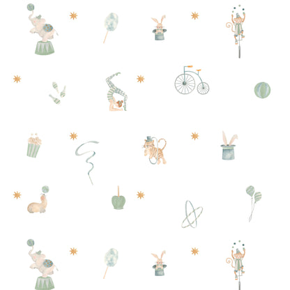 Playful Circus Wallpaper – green