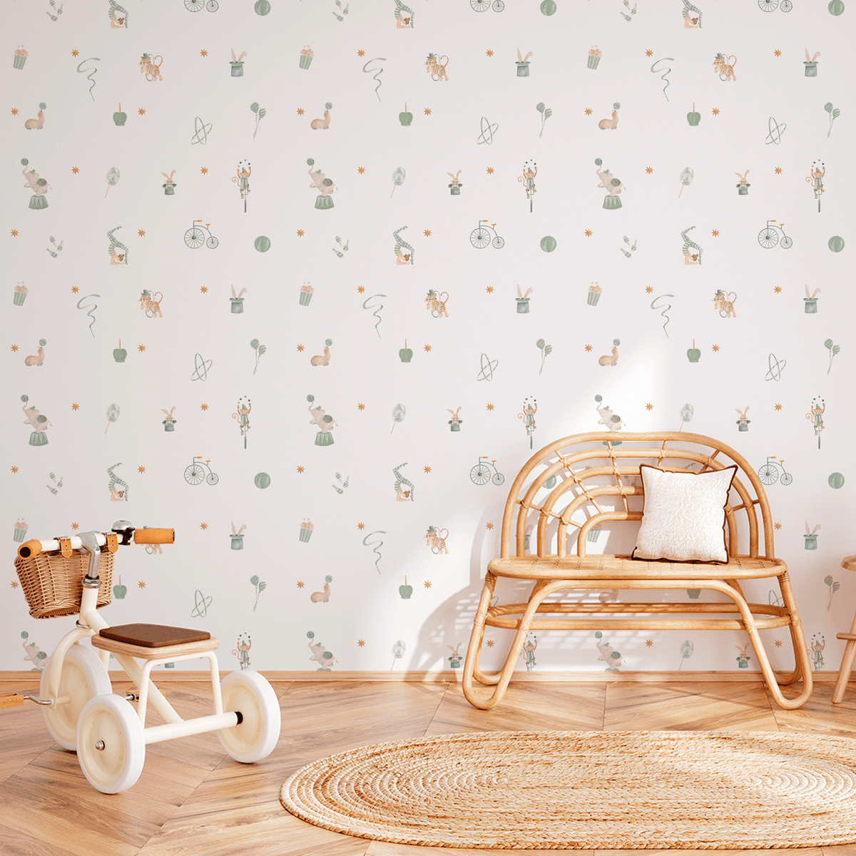 Playful Circus Wallpaper – green