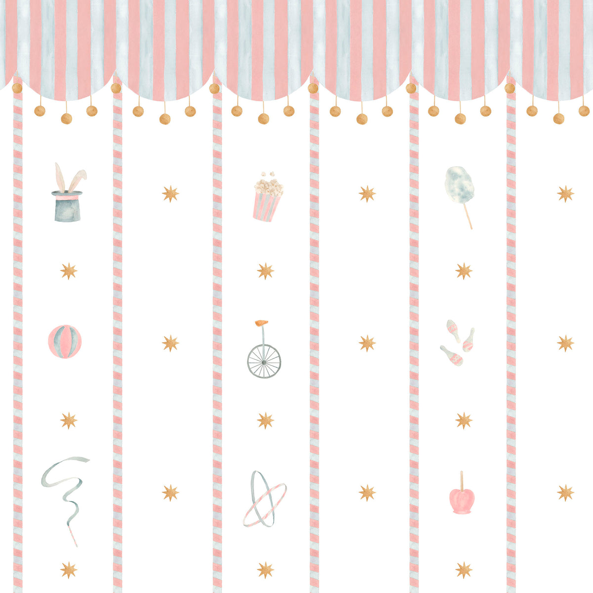 Papel de Parede Circo Riscas Toldo Divertido – cor rosa