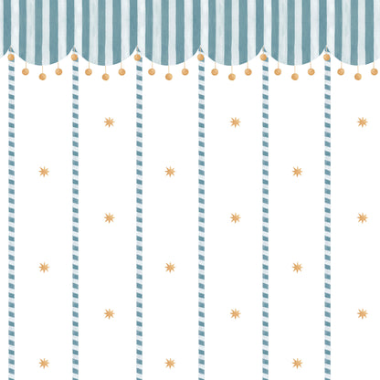 Circus Awning Stripes & Stars Wallpaper – blue