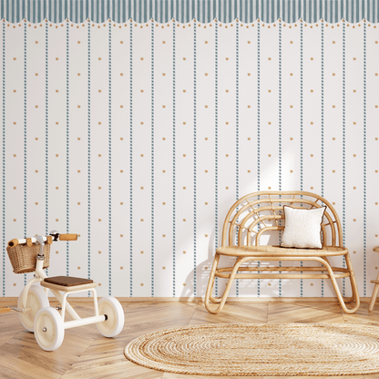 Circus Awning Stripes & Stars Wallpaper – blue