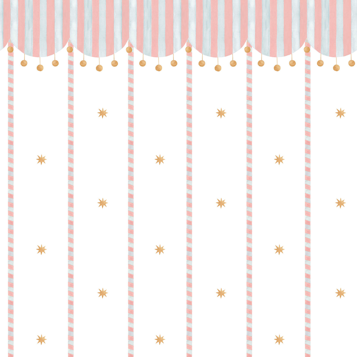 Circus Awning Stripes & Stars Wallpaper – pink